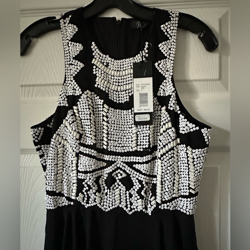 Parker Stunning beaded gown, size 4, sleeveless, NWT